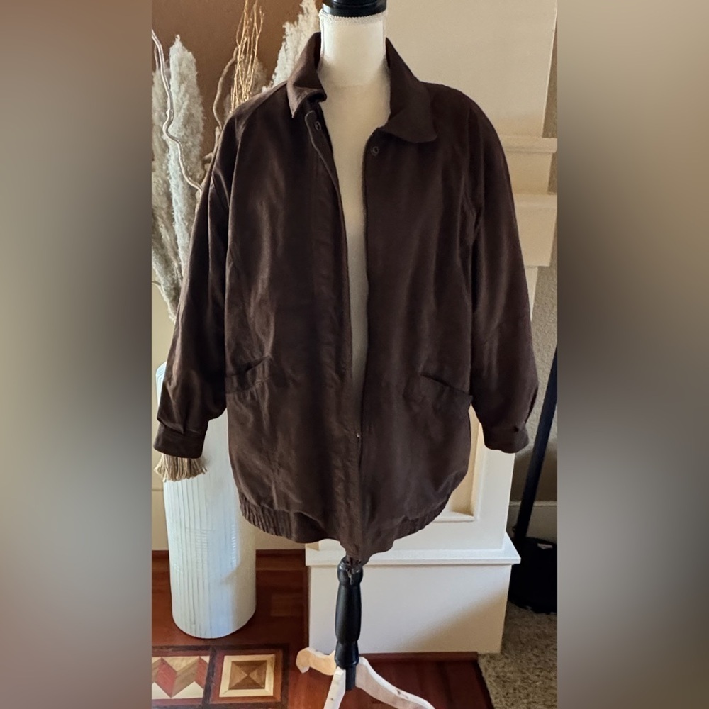 Roaman's Dark Brown Leather Suede Jacket Size A8-Large